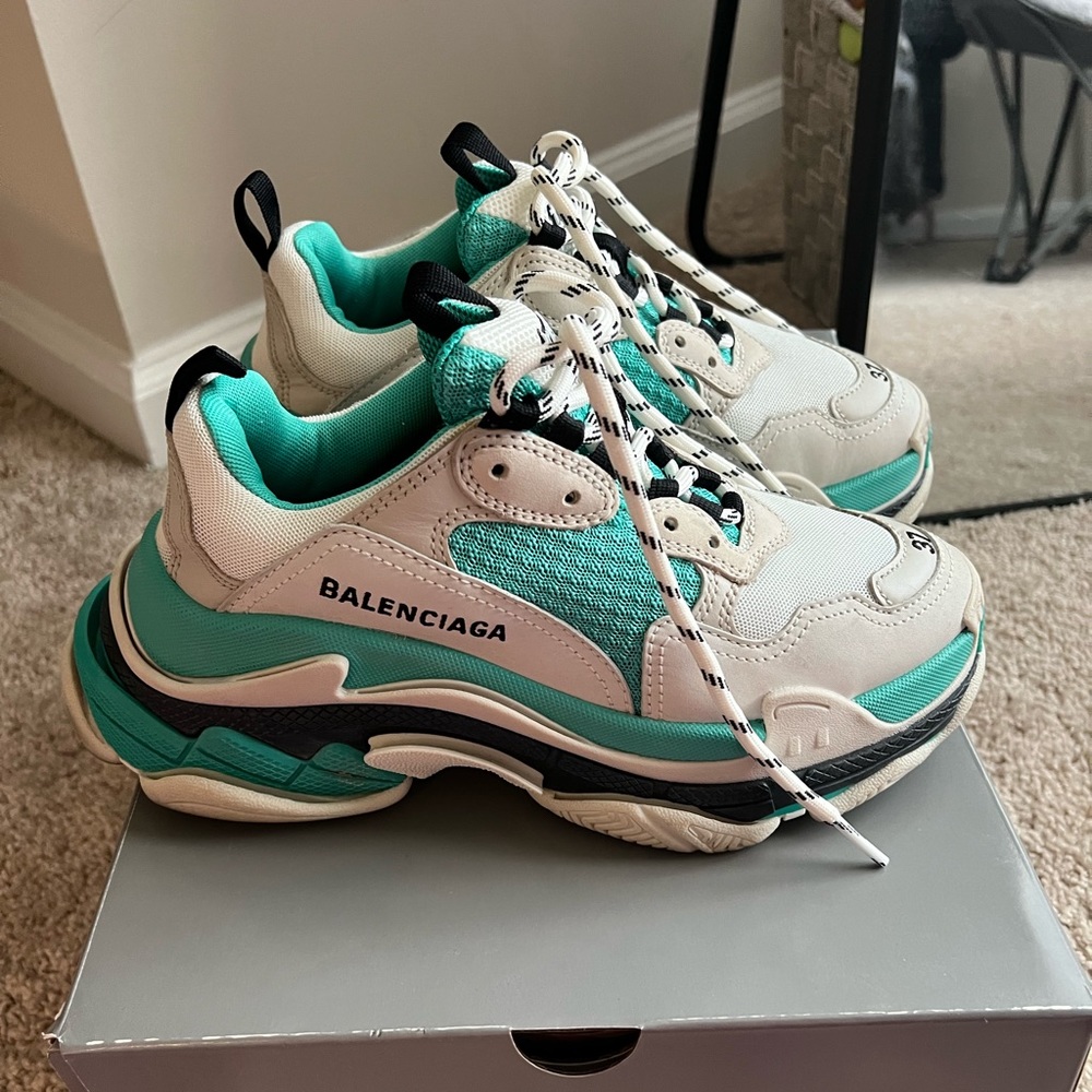 Balenciaga Teal Triple S Sneakers